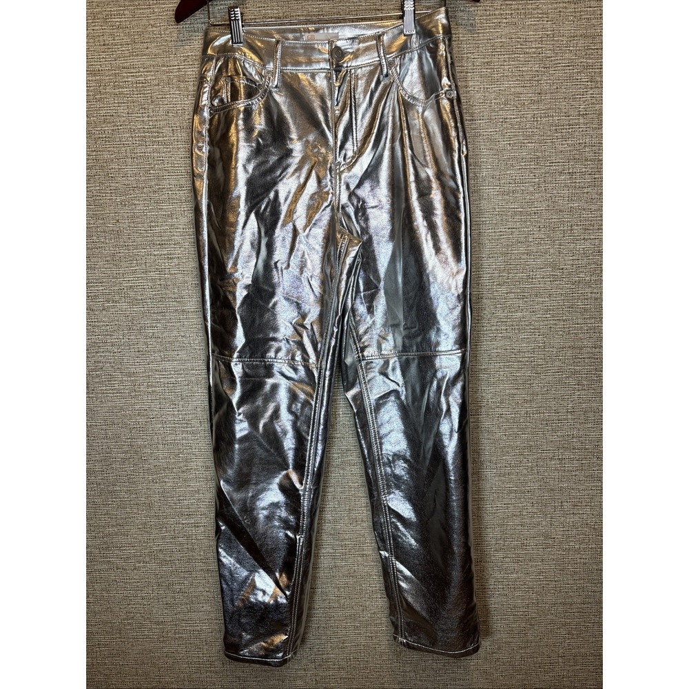 Gianni Bini Metallic Silver‎ Belt Loops 5 pocket  Straight Pants Size 7
